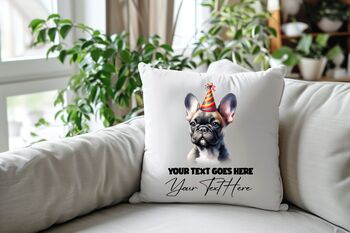 Personalised French Bulldog Birthday Party Cushion C, 2 of 2