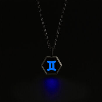 Gemini Zodiac Glowing Pendant Necklace With Uv Keyring Torch, 11 of 12
