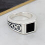 Mens Personalised Silver And Semi Precious Onyx Ring, thumbnail 3 of 5