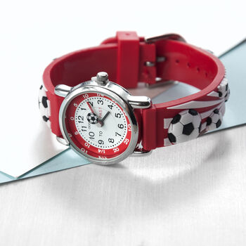 Personalised Kid's Red Football Watch, 5 of 11