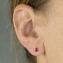 Mini Sterling Silver Teardrop Ruby Cz Stud Earrings, thumbnail 1 of 6