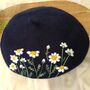 Navy Beret Hat With Daisy Flower, thumbnail 3 of 5