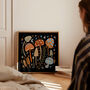 Mushroom Print, Fungi In Orange Colours, thumbnail 1 of 6