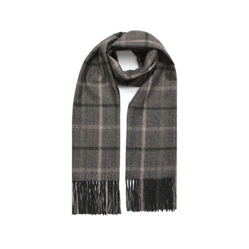 Checked And Fringe Style Cashmere Scarf, 2 of 4