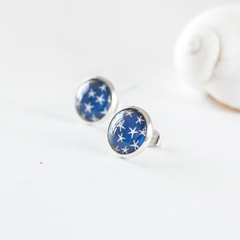 Navy Blue Stars Earrings, 4 of 9