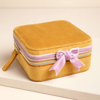 Velvet Square Travel Jewellery Case With A Bow, 3 of 10