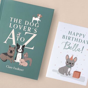 The Dog Lover's A To Z With Personalised Dog Breed Birthday Card, 2 of 12