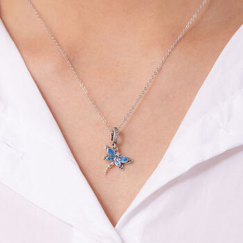 Blue Dragonfly Necklace Sterling Silver Personalised, 2 of 7