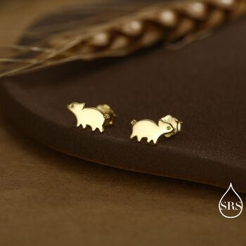 Baby Pig Stud Earrings In Sterling Silver, 4 of 12