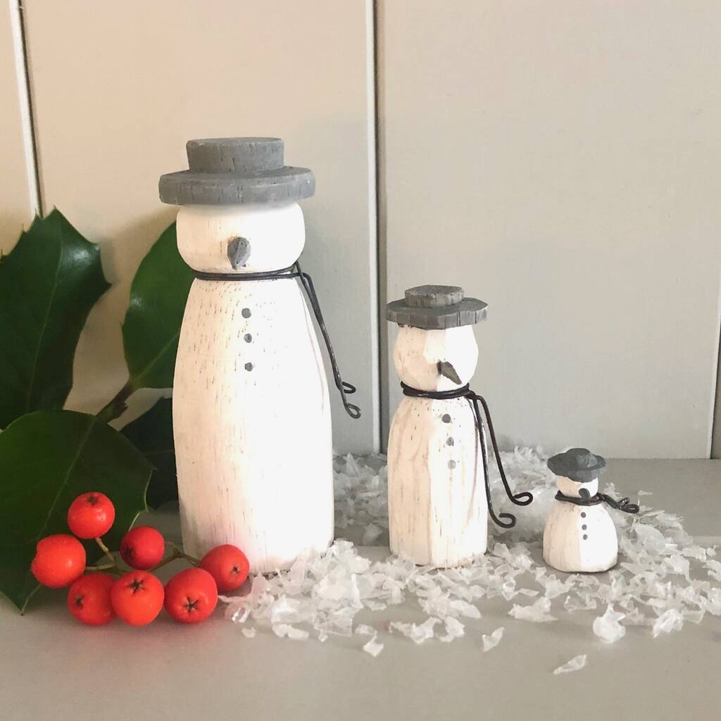 Wooden Christmas Snowman Family, 1 of 4