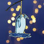 Penguin Personalised Wood Christmas Card And Bauble, thumbnail 4 of 6