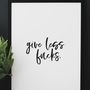 Motivational Typography Print 'Give Less Fucks', thumbnail 5 of 5
