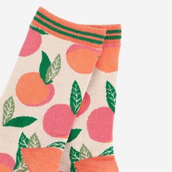 Womens Peach Print Bamboo Socks, 3 of 4