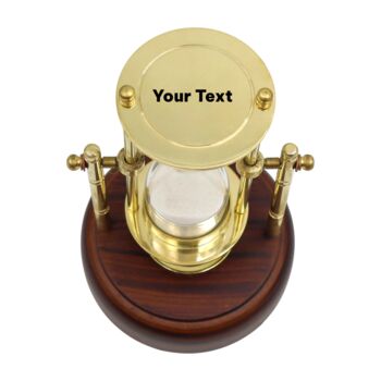 Personalised Three Minute Hourglass With Wooden Base And Compass, 7 of 9