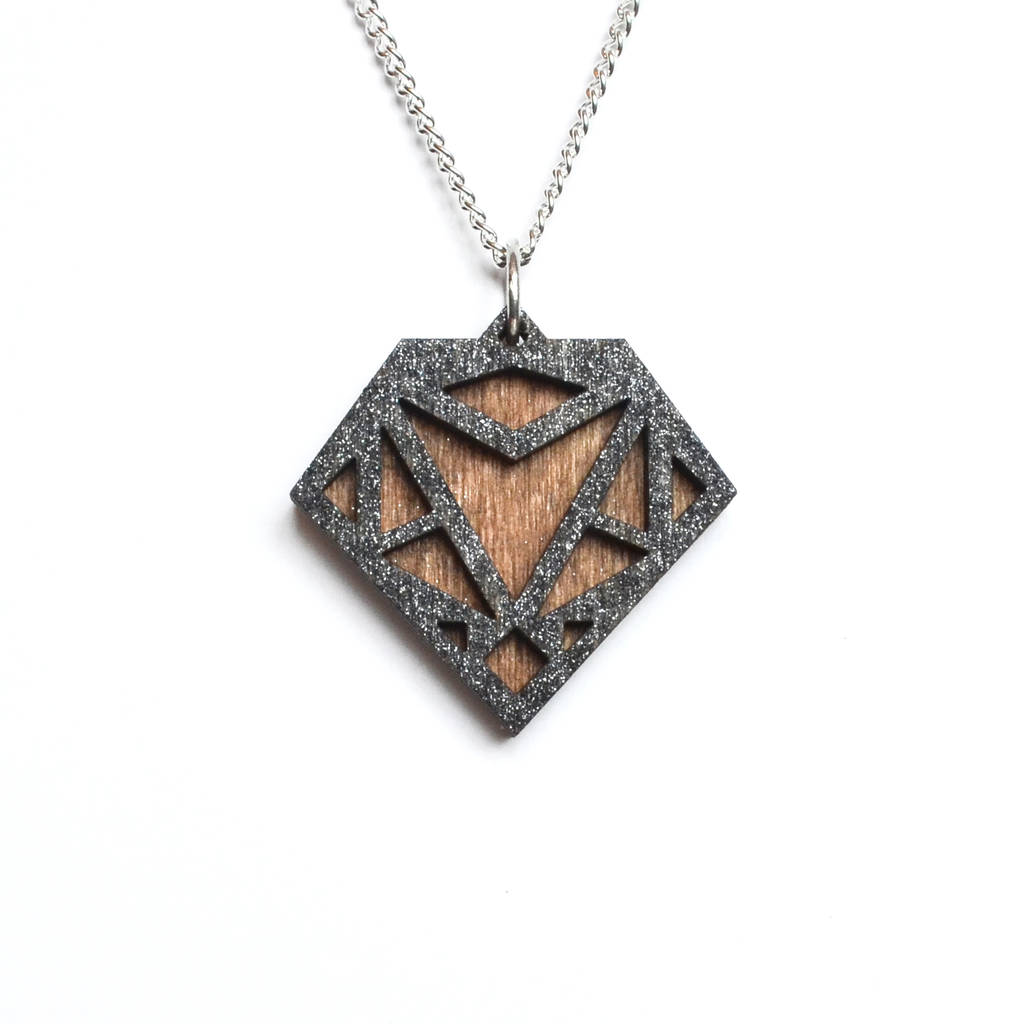 contemporary geometric diamond pendant necklace d5 by lady k designs ...