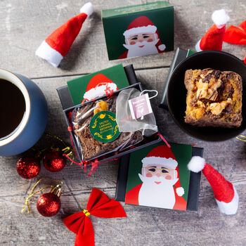 'Santa' Gluten Free Mini Salted Caramel Brownie And Tea, 2 of 3