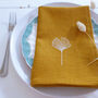 Embroidered Ginkgo Leaf Linen Napkins, thumbnail 4 of 4