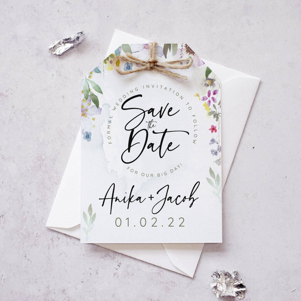 'Flower Press' Save The Date Cards, 1 of 2