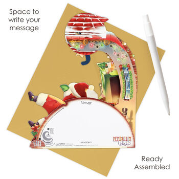 Pop Up 3D Pendulum Christmas Card Hurry Down The Chimney, 5 of 5