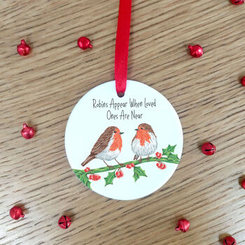 Robin Couple Personalised Memorial Christmas Decoration, 3 of 7
