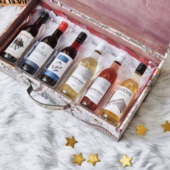 Six Mini Wines In A Suitcase Gift Hamper, 3 of 5