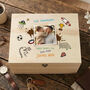Personalised 'Our Adventures' Kids Doodles Pine Memory Box Five Sizes 16cm | 20cm | 26cm | 30cm | 36cm, thumbnail 1 of 12