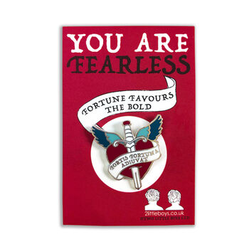 You Are Fearless Motivational Latin Motto Enamel Pin, 2 of 3