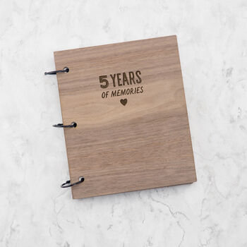 Engraved ‘Five Years Of Memories’ Wooden Scrapbook, 3 of 6