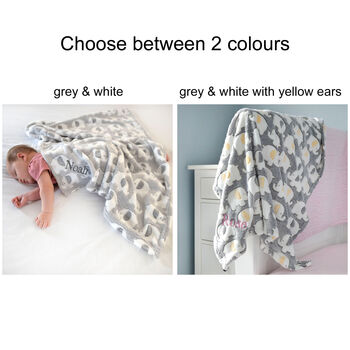 Personalised Grey Fluffy Elephant Blanket, 2 of 11