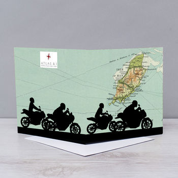 Motorbike Over Map Of The Isle Of Man Card, 2 of 2