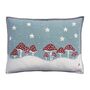 Enchanted Red Mushroom Snowy Wool Cushion With Hand Embroidery And Sequin Stars, thumbnail 3 of 3