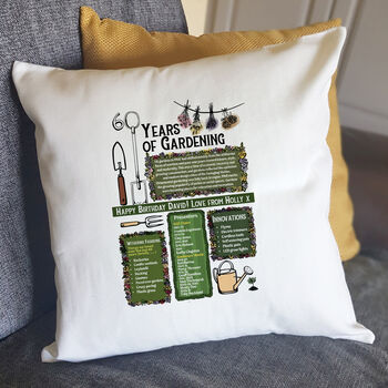 60 Years Of Gardening 60th Birthday Gift Cushion, 3 of 6