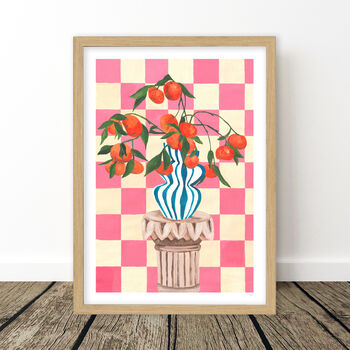 Checkerboard Grecian Clementines Still Life Print, 5 of 8