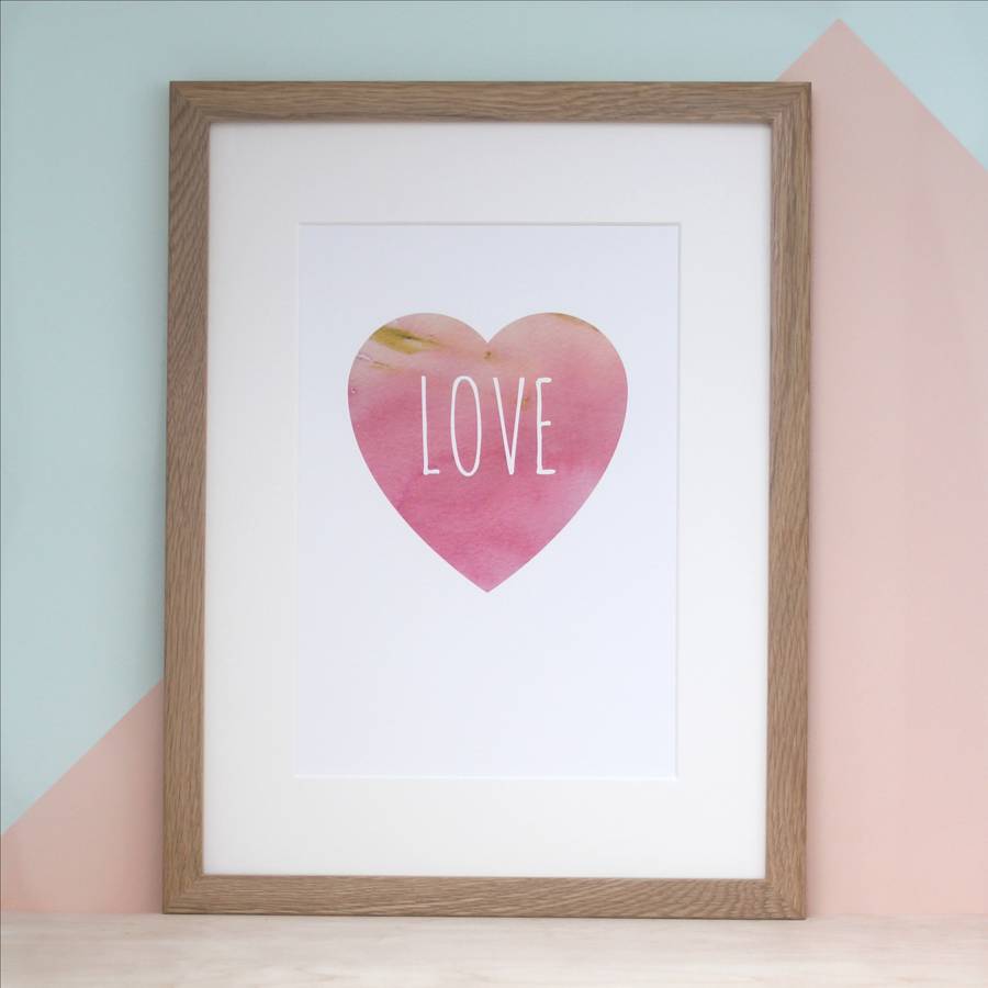 love heart watercolour art print by double thumbs up