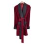 Belgravia Luxury Cotton Short Velvet Robe In Burgundy, thumbnail 3 of 6