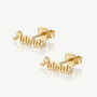 Gold Or Silver Mama Script Stud Earrings, thumbnail 1 of 4
