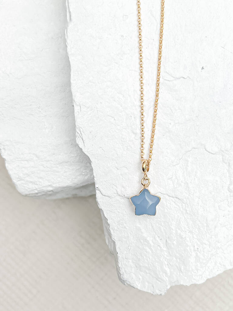 Agate Star Necklace Real 18k Gold Plated, 1 of 3