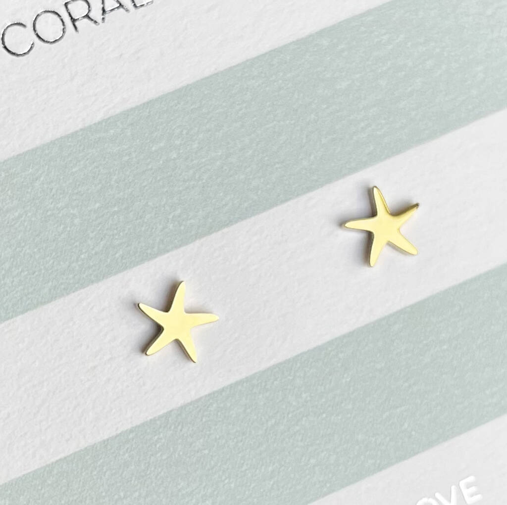 Gold Starfish Studs, 1 of 3