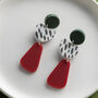 Sterling Silver Pine Ruby Pebble Shaped Dalmatian Studs, thumbnail 2 of 6