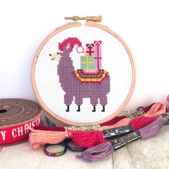 Christmas Llama Cross Stitch Kit, 3 of 4