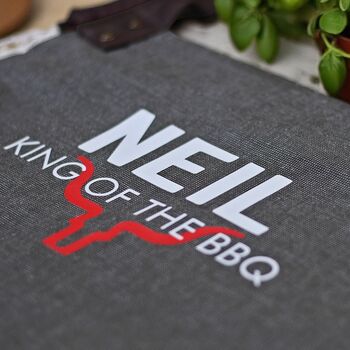 King Of The Barbecue Personalised Fathers Day Luxury Apron, 5 of 10