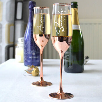 Elegant Rose Gold Personalised Champagne Flute, 2 of 11