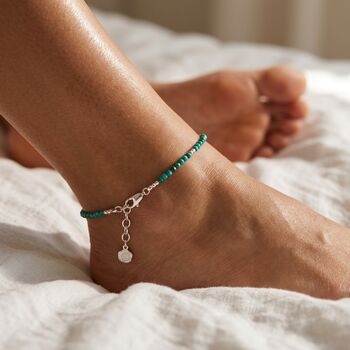 Turquoise Anklet In Sterling Silver Or Gold Vermeil, 3 of 7