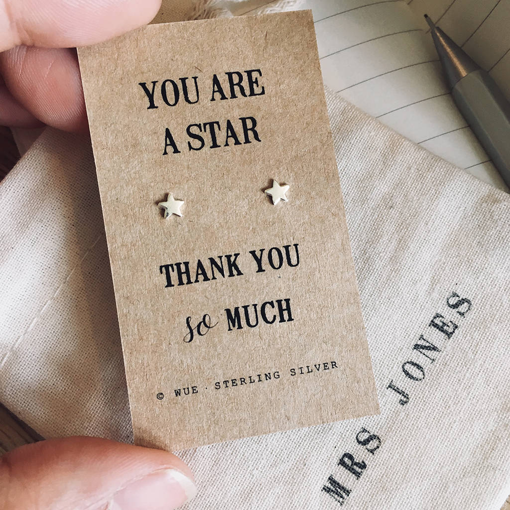 Thank You Silver Star Earrings, 1 of 4