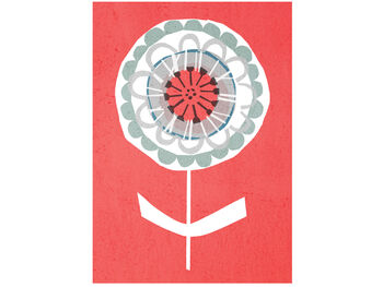 Orange And Grey Teal Retro Floral Card, 3 of 3