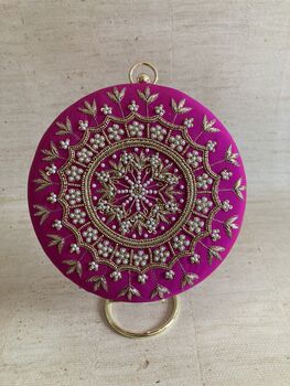 Hot Pink Circular Handcrafted Clutch Bag, 6 of 7