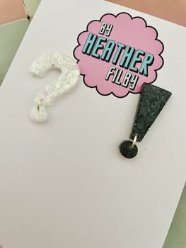 Question And Exclamation Mark Resin Earrings, 2 of 3