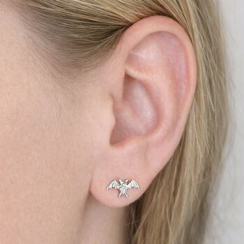 Sterling Silver Bat Stud Earrings – 12mm X 6mm, 2 of 5