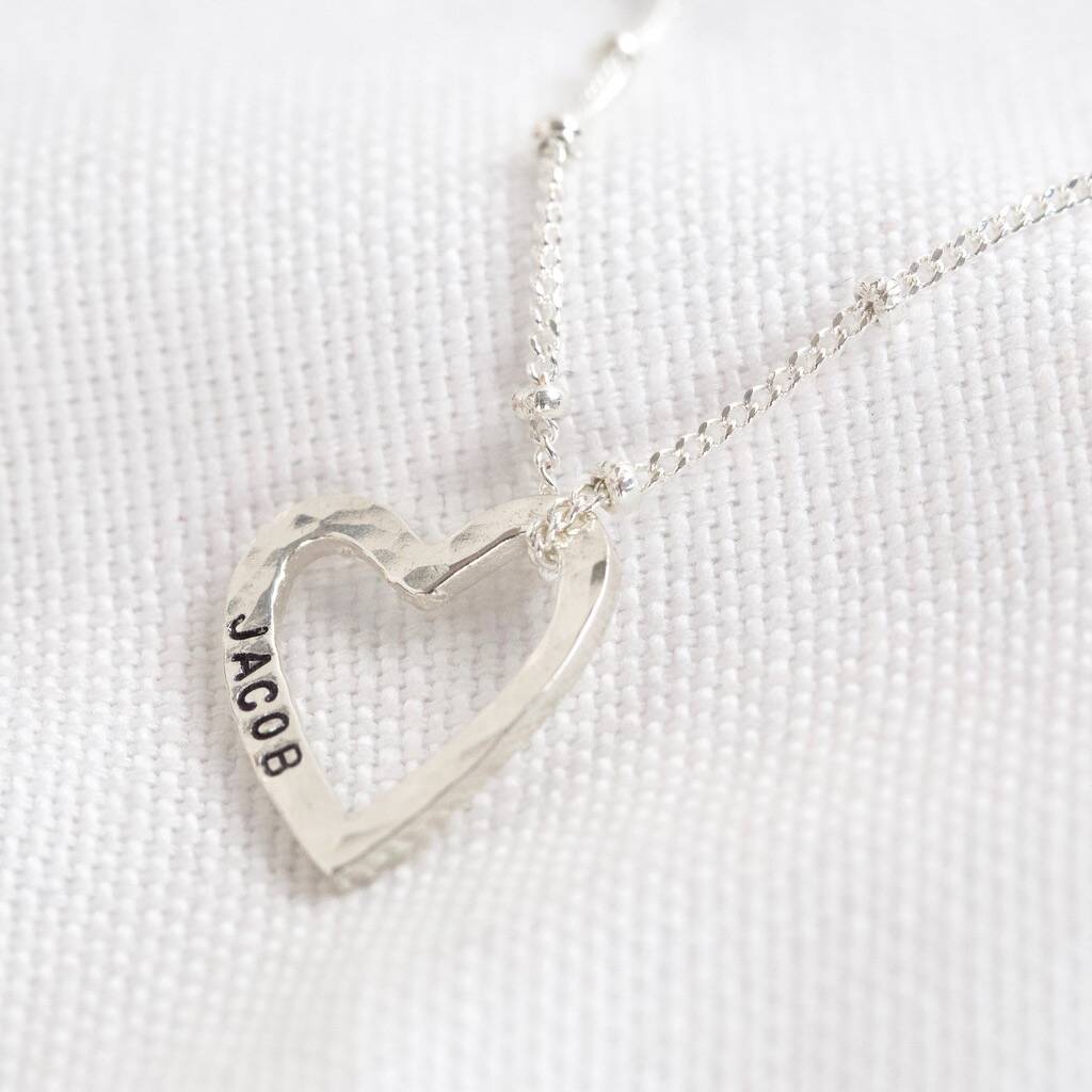 Personalised Sterling Hammered Heart Necklace By Lisa Angel ...