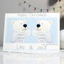Personalised Bear Twins First Christmas Card, thumbnail 5 of 10